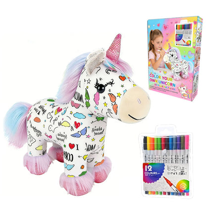 🦄🎨 Egyszarvú plüssállat kifestő készlet – Készítsd el saját kezűleg a plüssállatodat! Biztonságos, mérgező anyagoktól mentes festékek, amelyek fejlesztik a gyermekek kreativitását. Átvételkor fizethető 🧸✨
