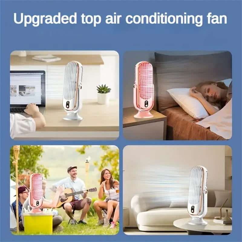 ❄️ Hordozható asztali légkondicionáló ventilátor – Csendes, oldalra forgó hűtőventilátor, 5 sebességfokozattal ☀️