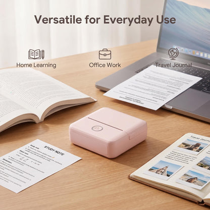 🖨️ Mini hordozható nyomtató – Bluetooth-kapcsolattal azonnal nyomtatható, nincs szükség tintapatronra/szalagra, könnyű és hordozható, tanuláshoz, irodai munkához és fényképnyomtatáshoz egyaránt alkalmas, utánvéttel fizethető