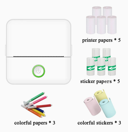 🖨️ Mini hordozható nyomtató – Bluetooth-kapcsolattal azonnal nyomtatható, nincs szükség tintapatronra/szalagra, könnyű és hordozható, tanuláshoz, irodai munkához és fényképnyomtatáshoz egyaránt alkalmas, utánvéttel fizethető