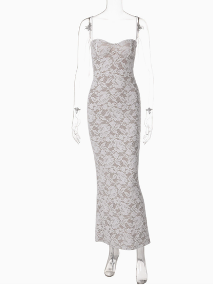 👗✨Szexi csipkés, vékony pántos, testhezálló halványka ruha