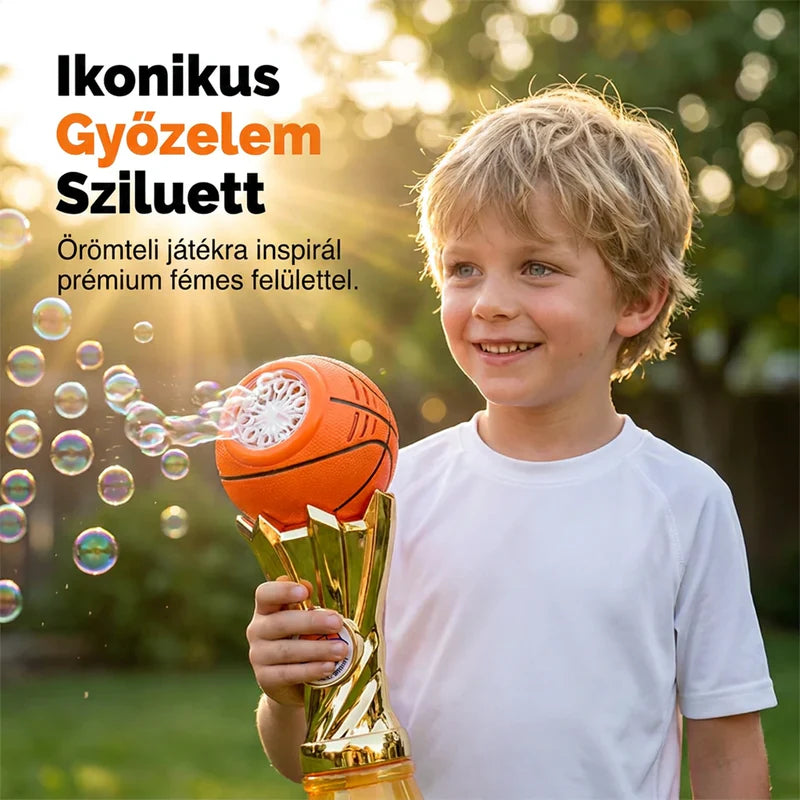 🎵 Labdarúgó- és kosárlabda-motívumú szappanbuborék-fúvó – villogó LED-ekkel, folyadékkal együtt – utánvéttel 🎯