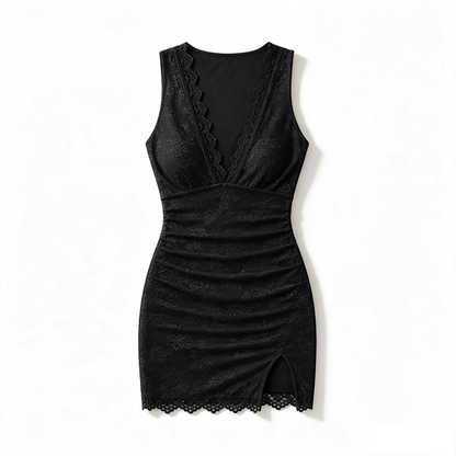 🖤 Csipke mély V-nyakú testhezálló mini szoknya | SKIRT