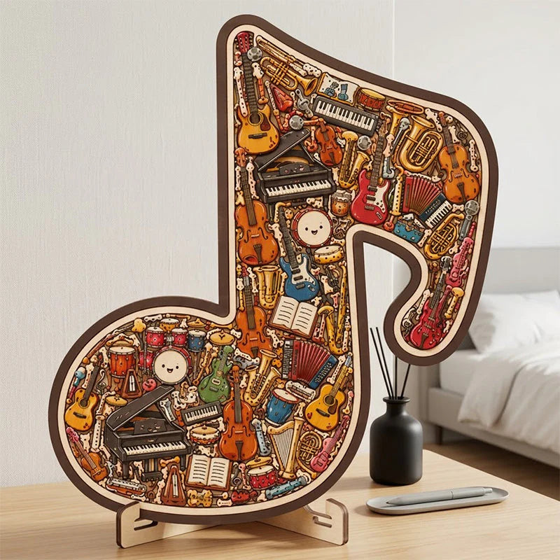 🎸 Élvezd ki a kreatív zenei kihívást – fa hangszerekből álló kirakós játék – utánvéttel 🧩