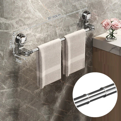 🚿🔩 Állítható törülközőtartó tapadókoronggal – Fúrás nélkül · Erős tapadás · Hosszúság állítható | Fürdőszoba/konyha/bérlőknek elengedhetetlen