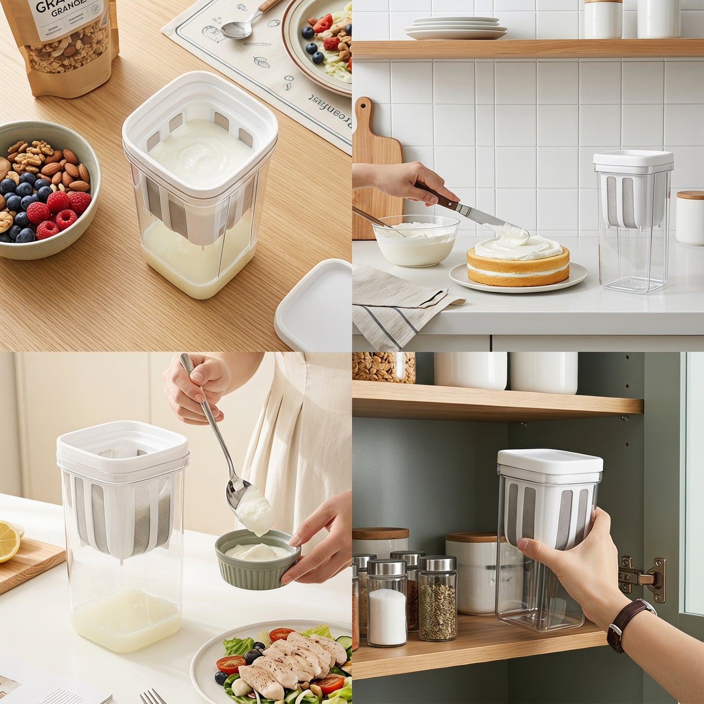 🥛🧀 Háztartási görög joghurt-szűrőedény – könnyedén kiszűri a savót, így otthon is elkészítheti a krémes görög joghurtot – elengedhetetlen kellék az egészséges konyhában
