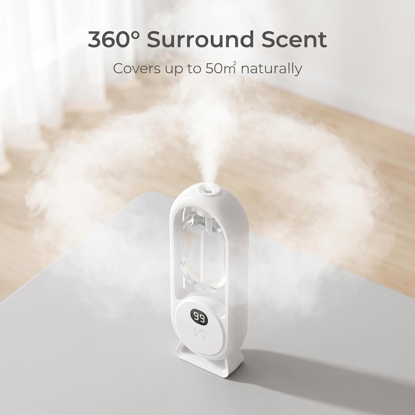 🌸 AromaGlow 360 intelligens illatdiffúzor – automatikus, tartós illatadagolás, 50 méteres hatótávolság, 2 hónapos akkumulátor-üzemidő, 5 időzítési mód, nappaliba, hálószobába és üzleti célokra egyaránt alkalmas, utánvéttel ✨