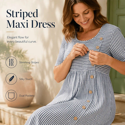 Kényelmes női csíkos hétköznapi ruha | DRESS