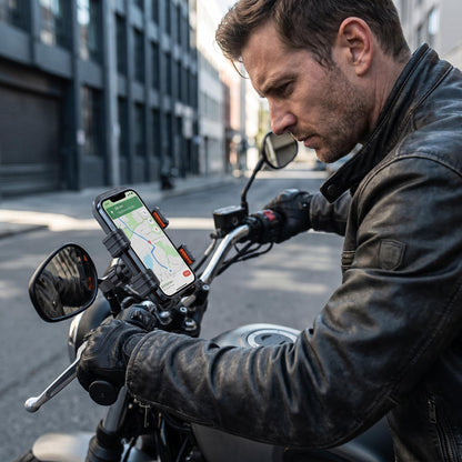 🛵📱 Motorkerékpárokhoz és kerékpárokhoz használható, lengéscsillapítóval ellátott mobiltelefon-tartó