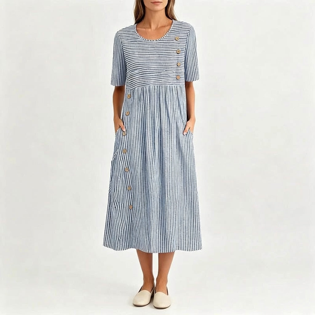 Kényelmes női csíkos hétköznapi ruha | DRESS