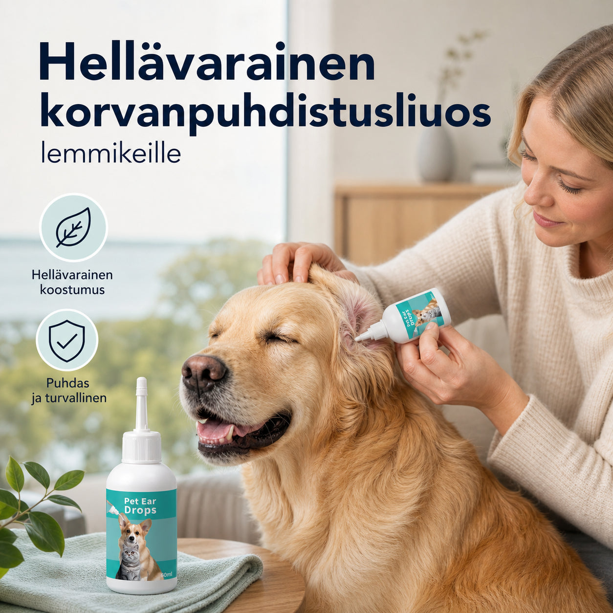 🐱🐶 Háziállatok fülápoló tisztító folyadék puha cseppentőfejjel | PET EAR CLEANER