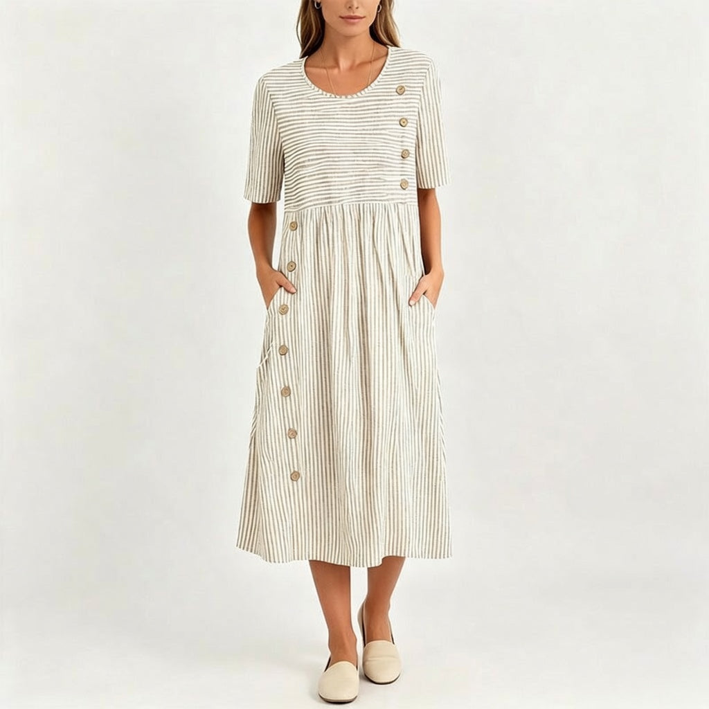 Kényelmes női csíkos hétköznapi ruha | DRESS