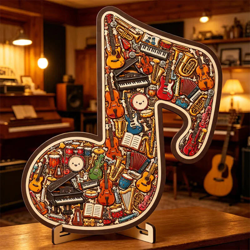 🎸 Élvezd ki a kreatív zenei kihívást – fa hangszerekből álló kirakós játék – utánvéttel 🧩