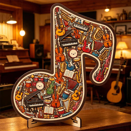 🎸 Élvezd ki a kreatív zenei kihívást – fa hangszerekből álló kirakós játék – utánvéttel 🧩
