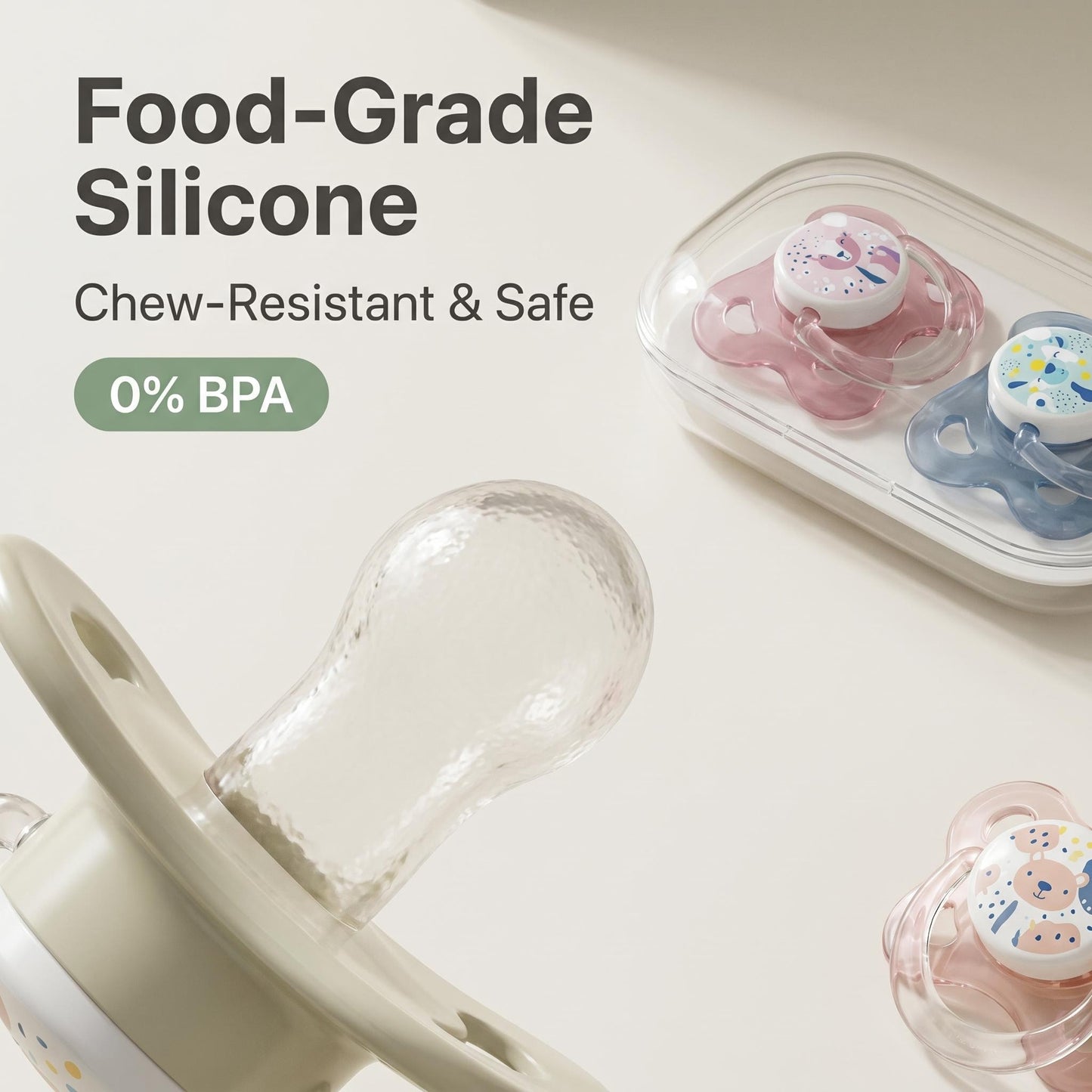 🍼Csecsemőtáplálkozásra alkalmas szilikon cumi, szabványos cumifejjel és lyukmentes kialakítással, amely az anyatej szopását hivatott utánozni🤱