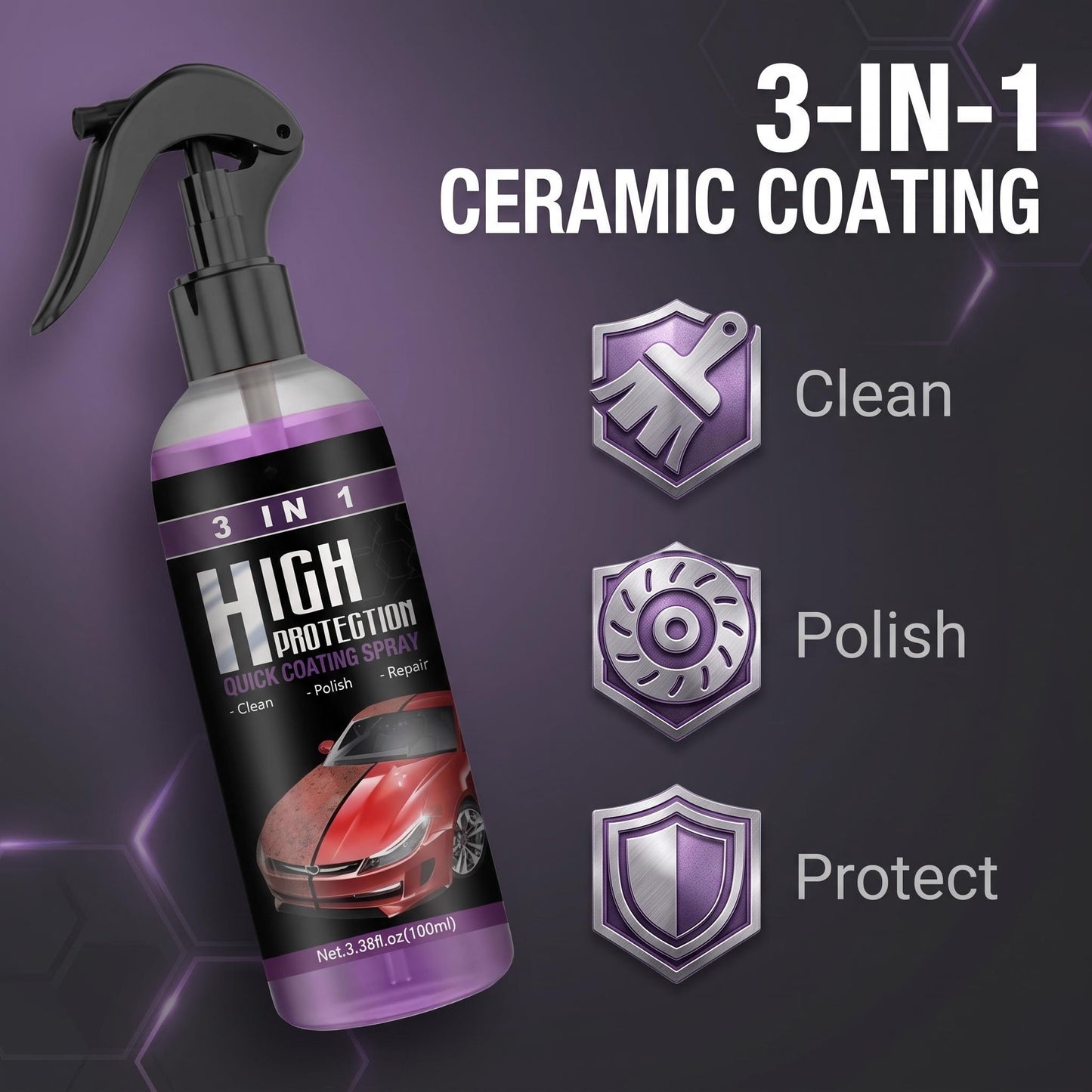 3 az 1-ben nanó autókarosszéria védőspray | CARCOAT