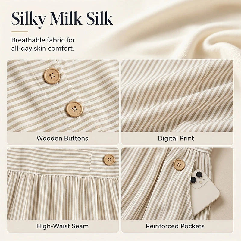 Kényelmes női csíkos hétköznapi ruha | DRESS
