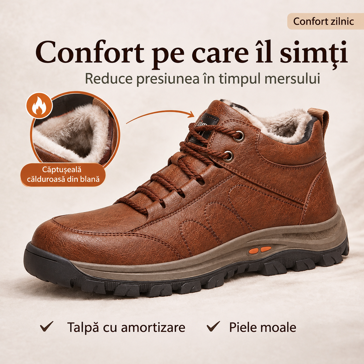 🎁Ultima zi pentru a te bucura de o reducere de 50%, nu o rata! ⏰Fabricați din piele de vițel australiană🐂Suport pentru picioare - ameliorează durerea de picioare✅Impermeabili și antiderapanți, confortabili la mers✅Eleganți și versatili.