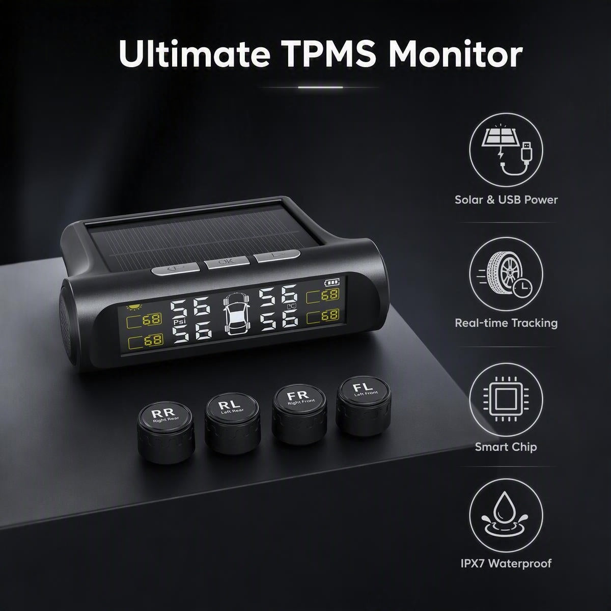Kettős töltésű járműnyomás-érzékelő rendszer időjárásálló érzékelőkkel | TPMS