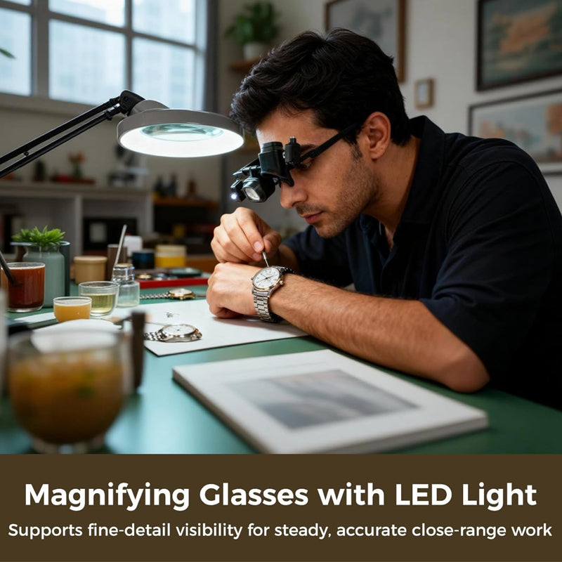 🔍💡 Precíziós LED-es nagyító – elektronikai javításhoz, kézműves munkákhoz és precíziós feladatokhoz | Éles optikai lencse + fokozatmentes fényerő-szabályozás