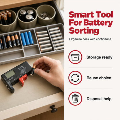 Hordozható digitális akkumulátor állapot ellenőrző műszer AA/AAA/9V elemekhez | BATTERY TESTER