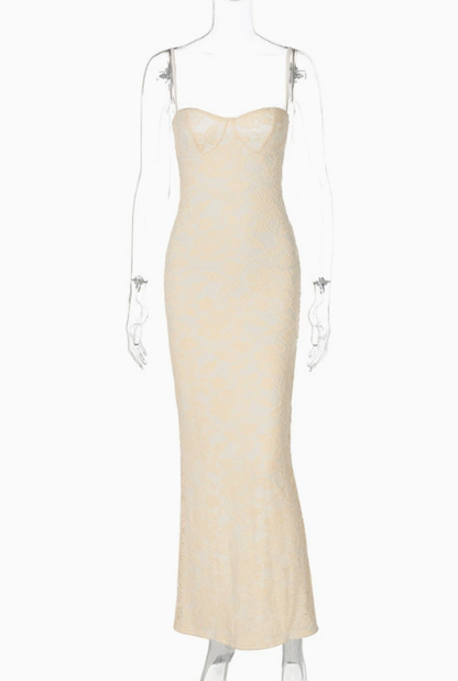 👗✨Szexi csipkés, vékony pántos, testhezálló halványka ruha