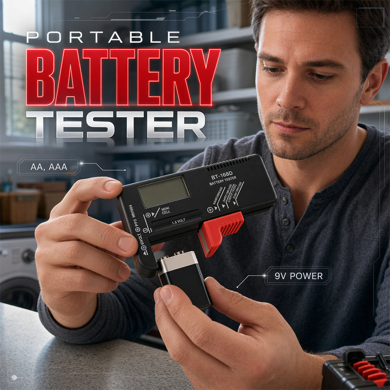 Hordozható digitális akkumulátor állapot ellenőrző műszer AA/AAA/9V elemekhez | BATTERY TESTER