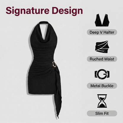👗💫 Női, hátkivágású, karcsúsító, V-nyakú szabadidőruha