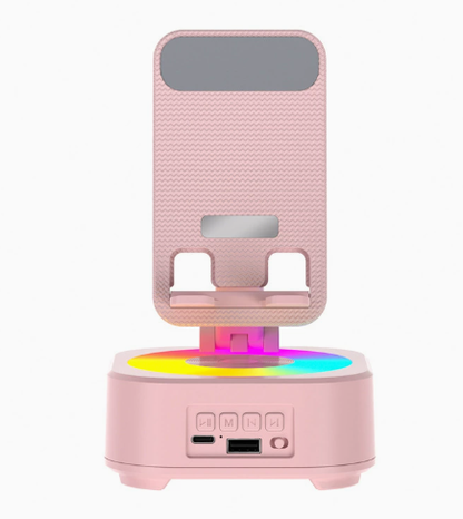 📱 4 az 1-ben forgatható asztali tartó Bluetooth hangszóróval és RGB fénnyel | DESK STAND SPEAKER