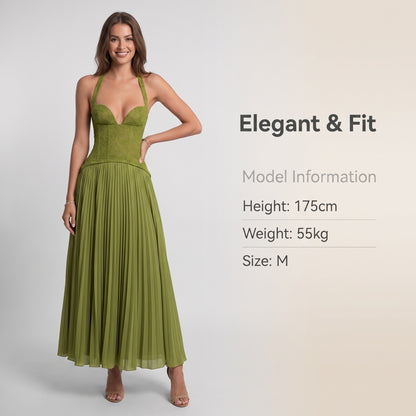 Női elegáns hátkivágásos plisszírozott ruha | SUMMERCHIC
