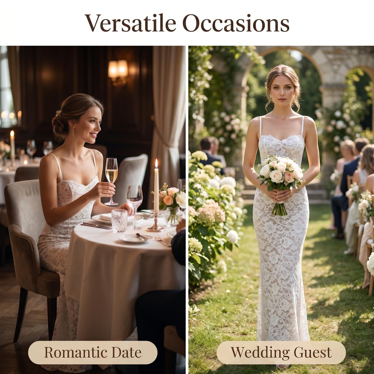 👗✨Szexi csipkés, vékony pántos, testhezálló halványka ruha