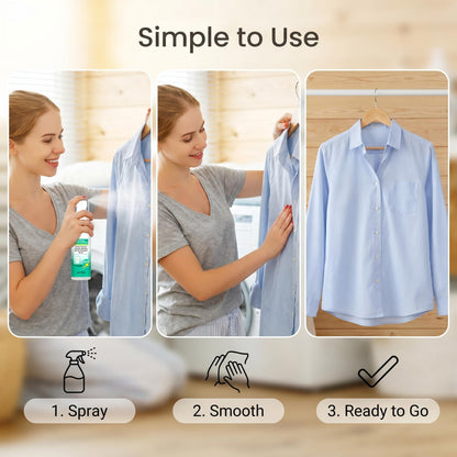 👔✨ Ránctalanító spray – Kíméletes összetételű, vasalás nélkül, egy spricceléssel kisimítja a ráncokat, hordozható kis kiszerelés, utánvéttel