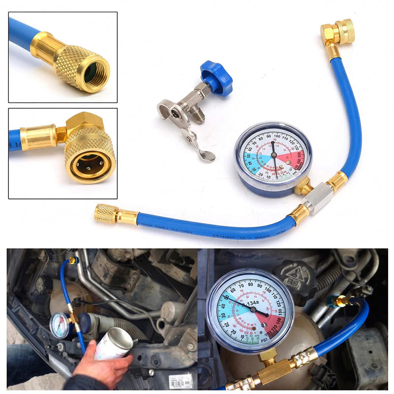 🔧🚗 Manométerrel ellátott R134a hűtőközeg-feltöltő tömlő