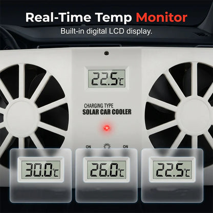 ☀️ Tartsa hűvösen kedvenc autóját – automatikus, hőmérséklet-kijelzős napenergiás szellőzőventilátor – utánvéttel 🚗💨