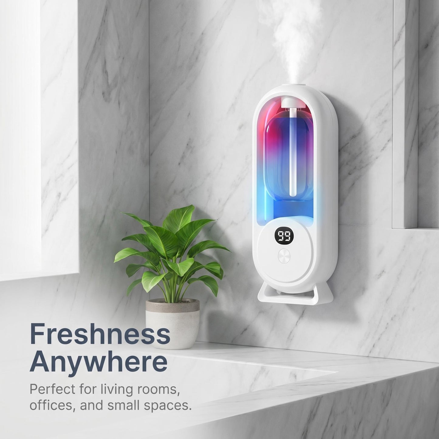 🌸 AromaGlow 360 intelligens illatdiffúzor – automatikus, tartós illatadagolás, 50 méteres hatótávolság, 2 hónapos akkumulátor-üzemidő, 5 időzítési mód, nappaliba, hálószobába és üzleti célokra egyaránt alkalmas, utánvéttel ✨