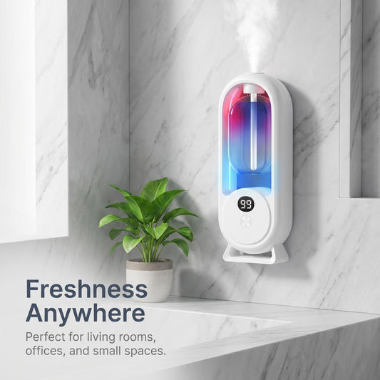 🌸 AromaGlow 360 intelligens illatdiffúzor – automatikus, tartós illatadagolás, 50 méteres hatótávolság, 2 hónapos akkumulátor-üzemidő, 5 időzítési mód, nappaliba, hálószobába és üzleti célokra egyaránt alkalmas, utánvéttel ✨