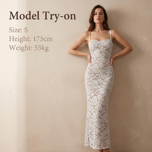👗✨Szexi csipkés, vékony pántos, testhezálló halványka ruha