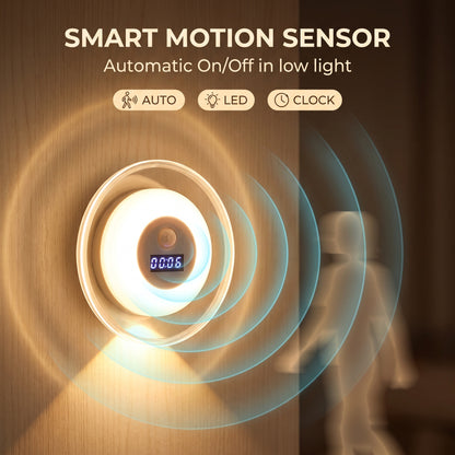 ⌛ Időkorlátozott akció – Mozgásérzékelős intelligens LED-es ébresztőóra és éjszakai lámpa