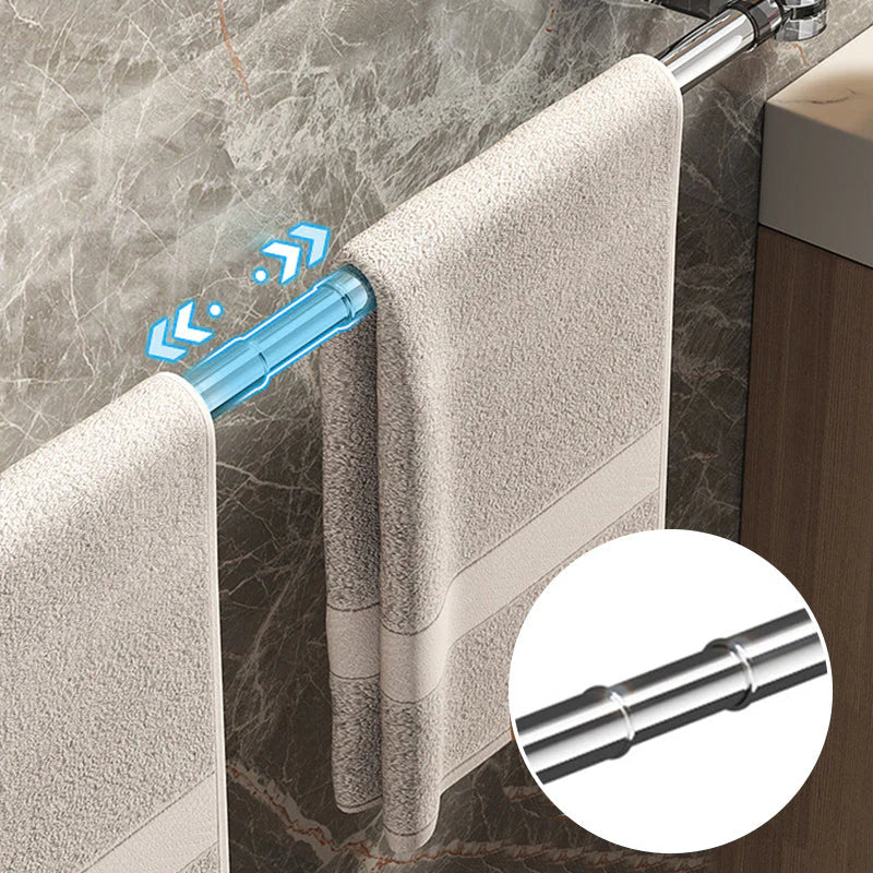 🚿🔩 Állítható törülközőtartó tapadókoronggal – Fúrás nélkül · Erős tapadás · Hosszúság állítható | Fürdőszoba/konyha/bérlőknek elengedhetetlen