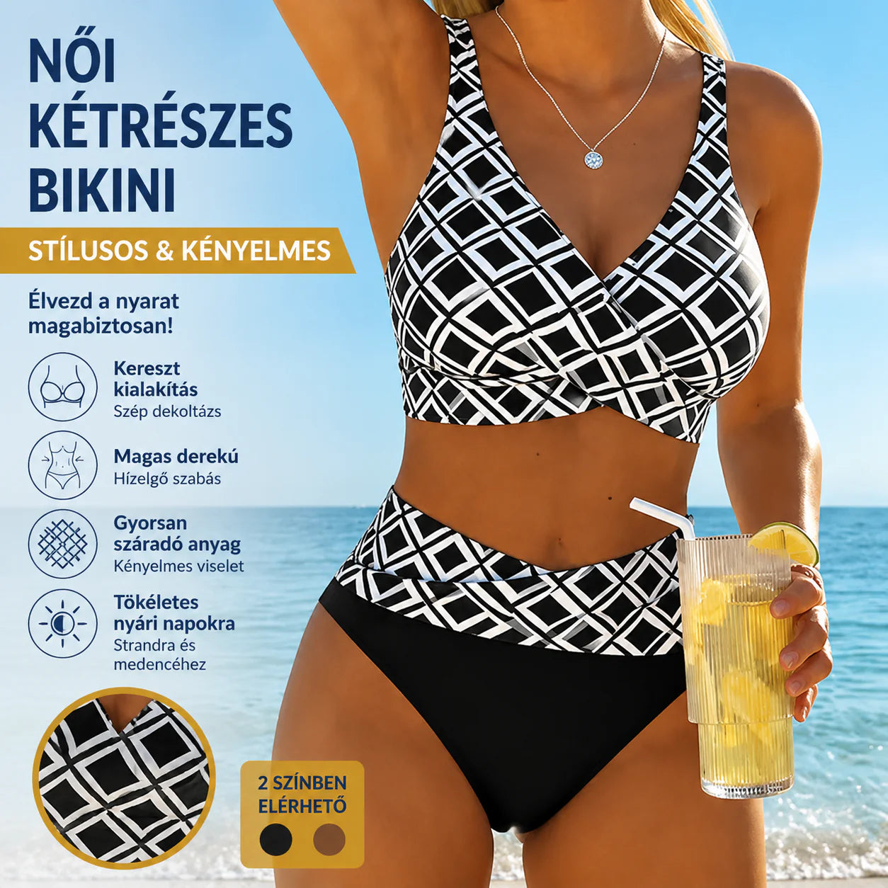 🩱 Magas derekú, kétrészes női bikini