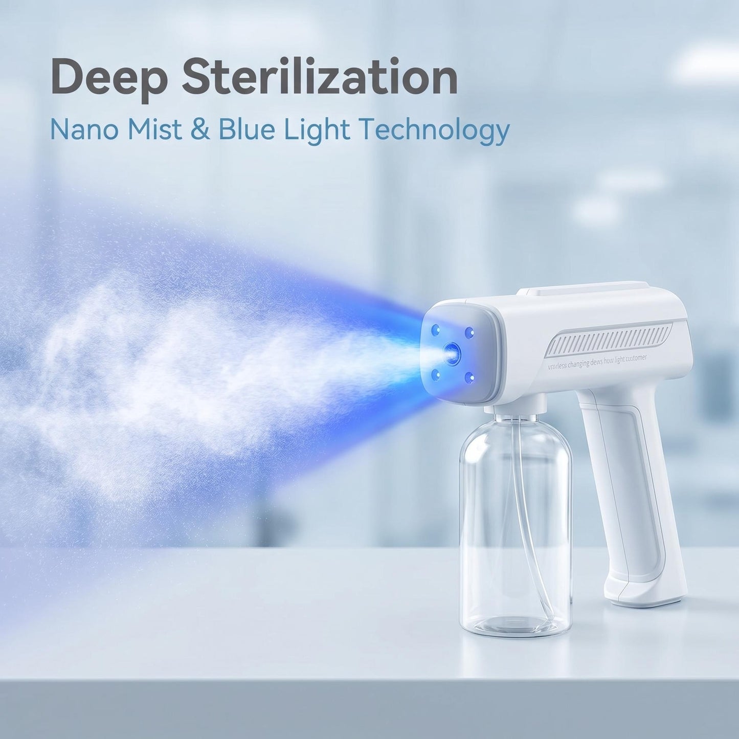 ⚡ Vezeték nélküli kézi Blue Light fertőtlenítő permetező – nanoméretű porlasztás, 2 méteres hatótávolság, otthoni fertőtlenítéshez, háziállatokhoz és autókhoz egyaránt használható, utánvéttel