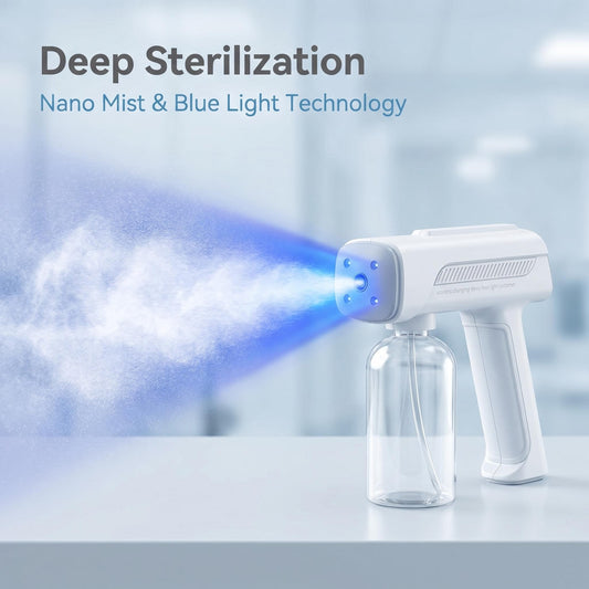 ⚡ Vezeték nélküli kézi Blue Light fertőtlenítő permetező – nanoméretű porlasztás, 2 méteres hatótávolság, otthoni fertőtlenítéshez, háziállatokhoz és autókhoz egyaránt használható, utánvéttel