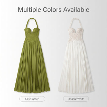 Női elegáns hátkivágásos plisszírozott ruha | SUMMERCHIC