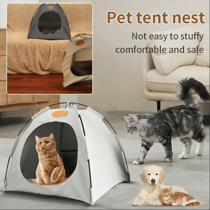 🐾 Most 50% kedvezménnyel! 🏕️ Összecsukható kisállat-sátor – Összecsukható kialakítás és kétoldalas párnázás – Nyáron hűvös, télen meleg 🐱