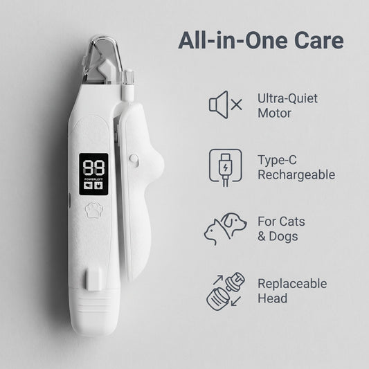 🐾✂️ Intelligens LED-es állat-körömvágó – Erős fényű LED világítja meg a vérvonalat, így a sötét körmök is jól láthatók, USB-ről tölthető, utánvéttel fizethető 💡💪