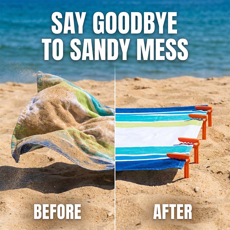 🌊 Homok- és szélálló strandtakaró-rögzítők | 4 darabos csomag | Strandra, pázsitra és piknikhez egyaránt használható | Erős szél esetén a takaró mozdulatlanul marad 🏖️🌬️