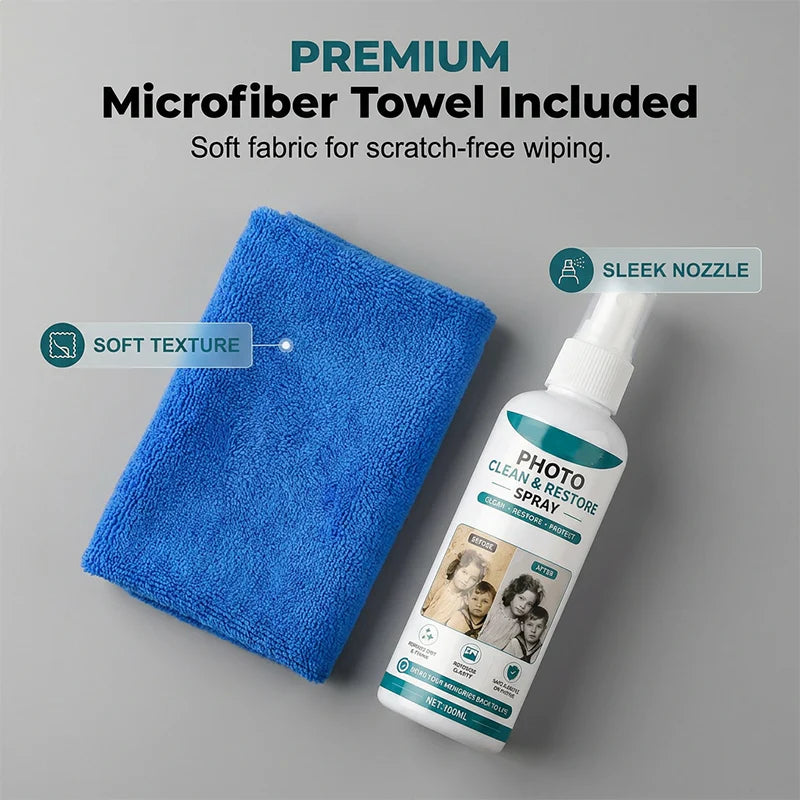 🔥✨Időkorlátozott akció! [Egyet vásárolsz, egyet ingyen kapsz] 📸 Prémium minőségű fotótisztító és -felújító spray – tisztítás, felújítás, védelem