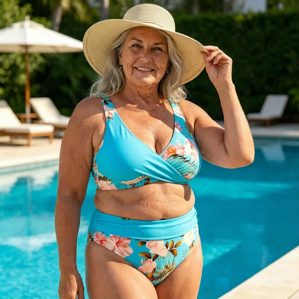🌸 Magas Dereki mintás bikini: kiemeli az alakot – raktárról azonnal elérhető! 👙