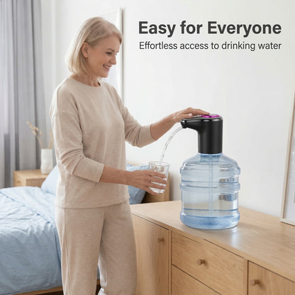 🚰 Otthoni palackos vízhez való automatikus vízszivattyú – USB-ről tölthető, hordozható vízszivattyú; egy gombnyomással adagolható, azonnal használatra kész; hordós vízhez és ásványvízhez egyaránt használható