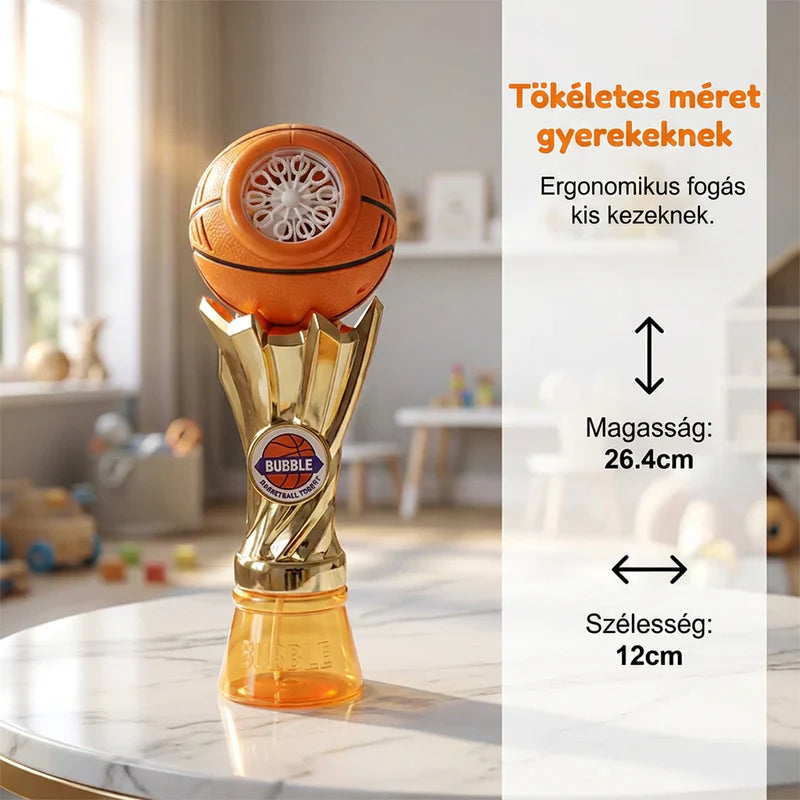 🎵 Labdarúgó- és kosárlabda-motívumú szappanbuborék-fúvó – villogó LED-ekkel, folyadékkal együtt – utánvéttel 🎯